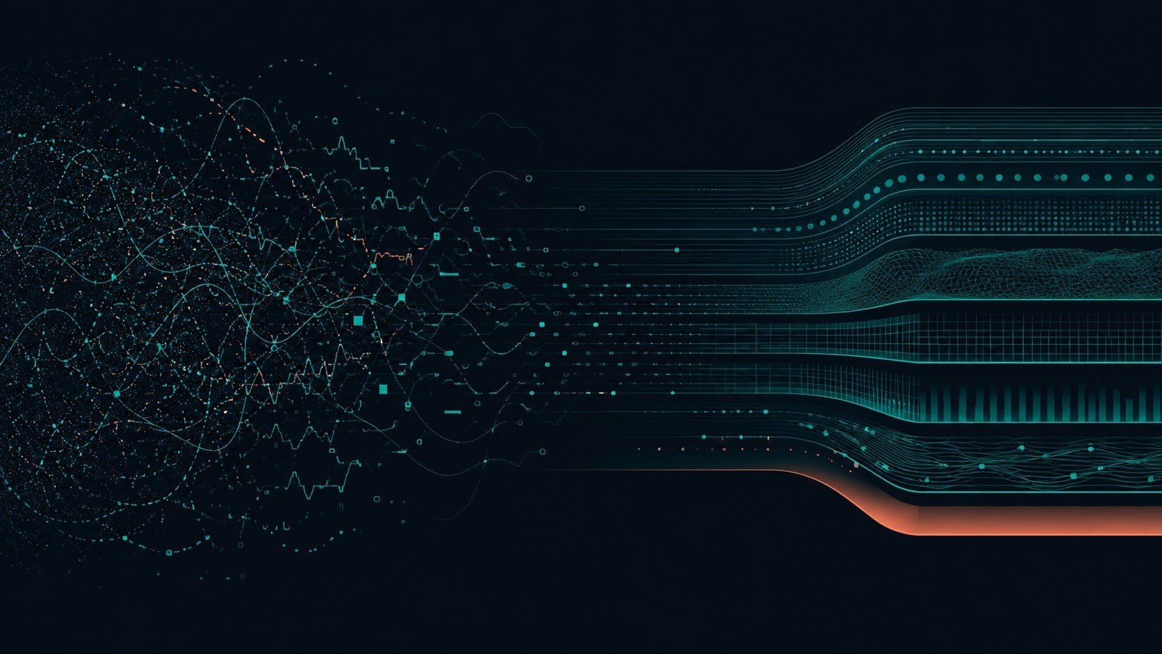 Abstract view of customer conversations becoming structured guidance for agents and automation.